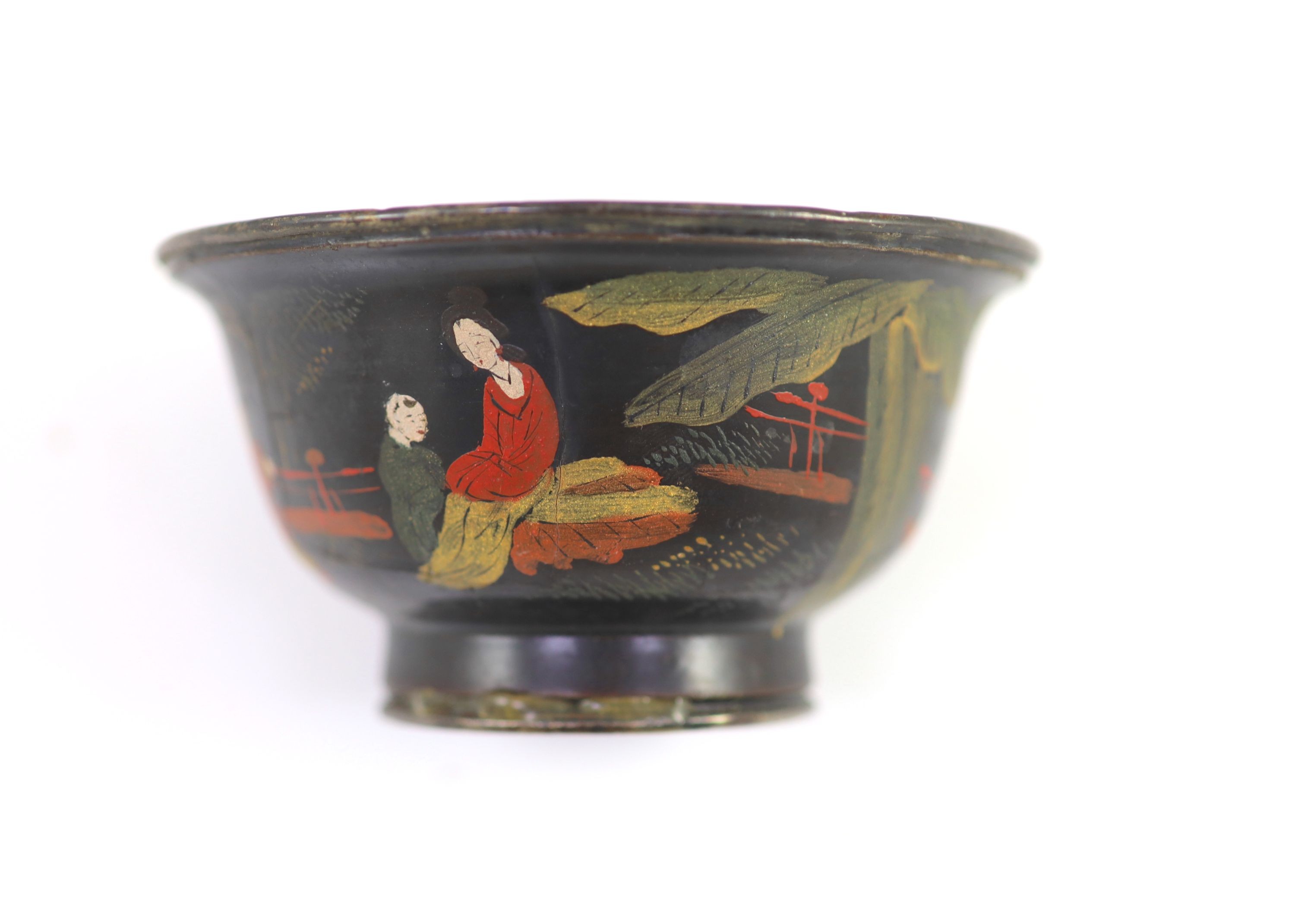 A Chinese late Ming lacquer cup and a similar dish, 17th century